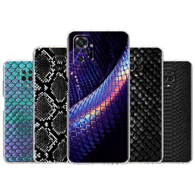 Snake Skin Print Case For Xiaomi Redmi Note 11 Pro 10 9 9S 8 8T 7 9A 9C 9T 10 10C K40 Clear TPU Soft Phone Cover