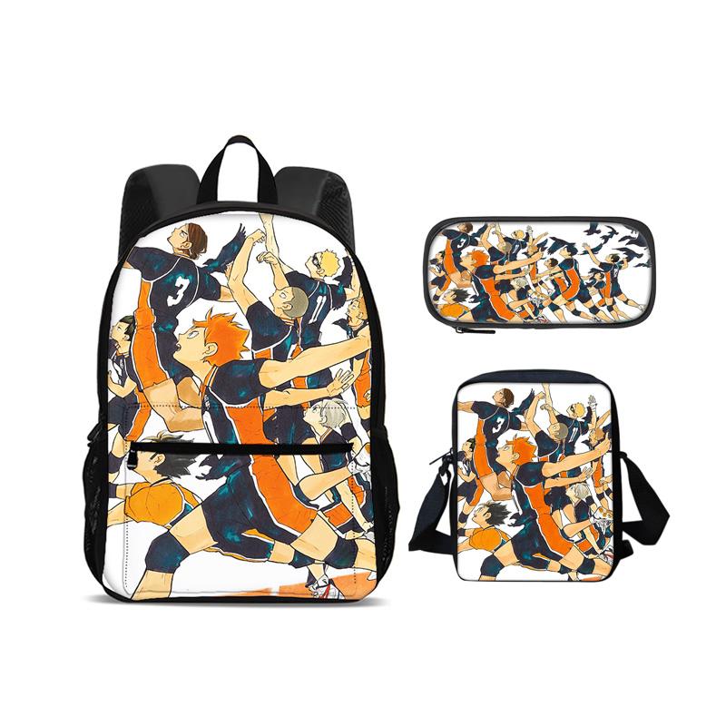 Haikyuu backpack pencil case shoulder bag 3Pcs Set printed new large capacity student boy and girl best birthday gift for school