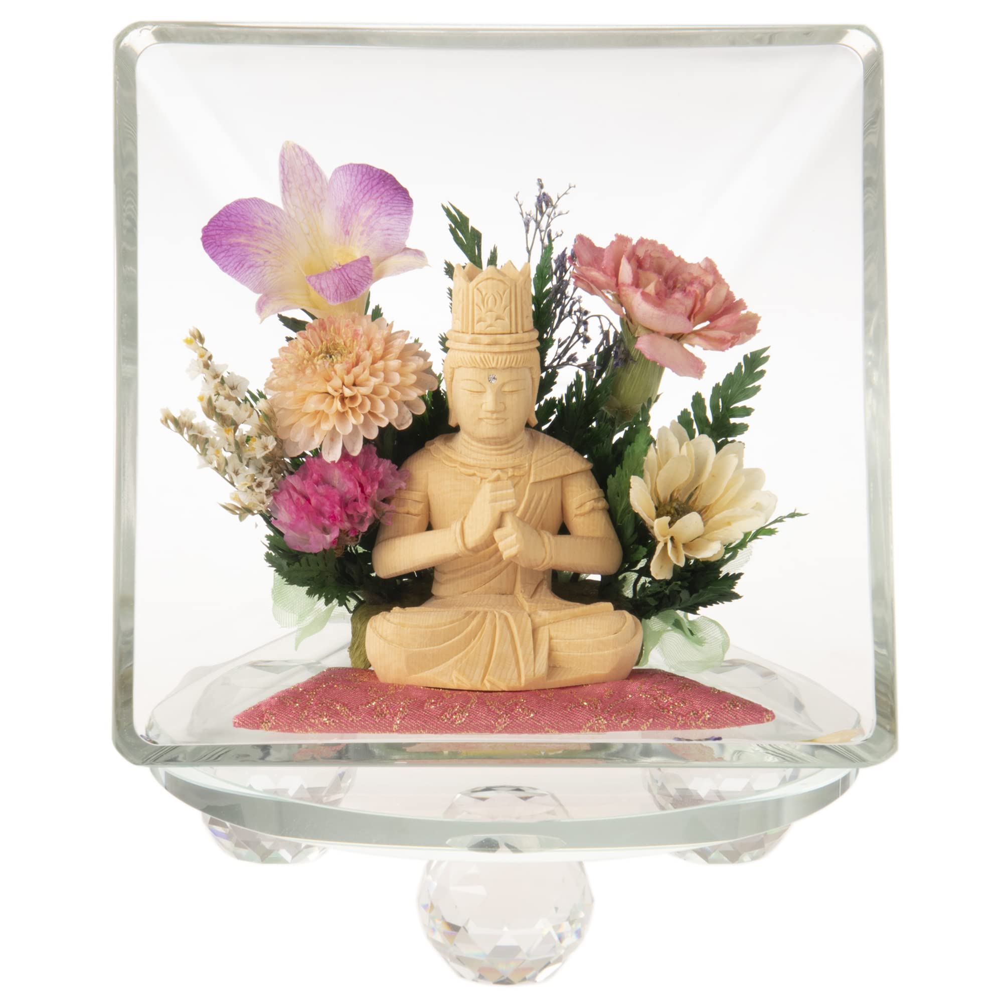 

Sunmany Vairocana Buddha Statue, Principal Image of Shingon Buddhism, Made in Japan, Wooden, Formal Crystal Compact Mini Amida Statue, Perfect for