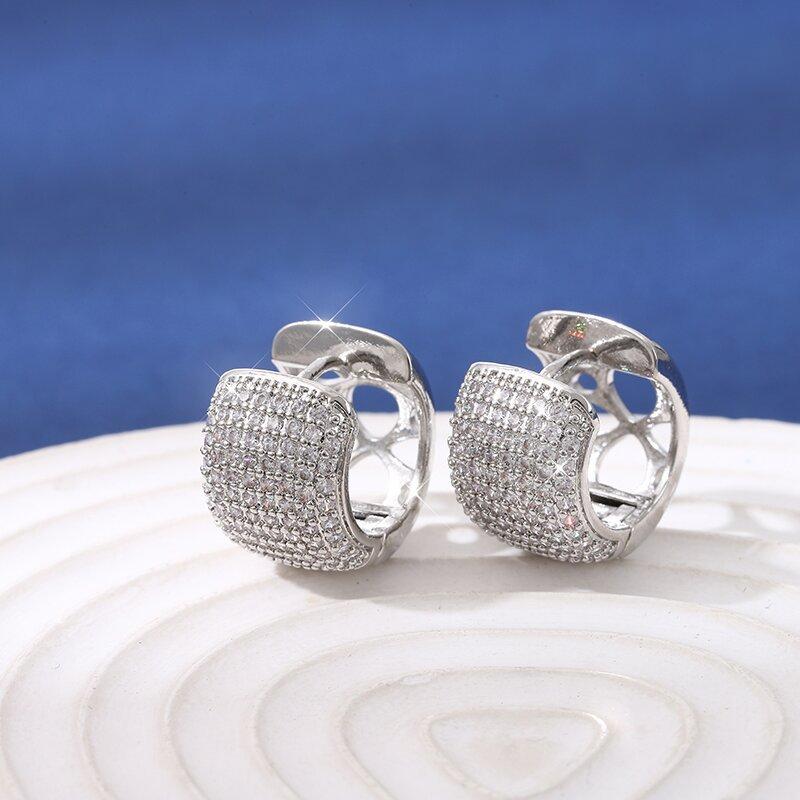 Zinc Alloy sterling Zinc Alloy plated round hollow set with Zircon earrings for women light luxury high sense of simple studs