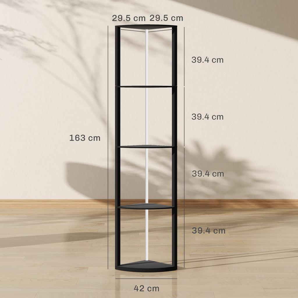 RGB LED Floor Lamp with Shelves, 5-Tier Dimmable Standing Lamp with Adjustable Brightness and Remote Control