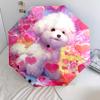Pink Bichon Pattern, Automatic Folding Umbrella, Portable and Foldable Design, 8 Ribs, a Christmas or Birthday Gift.
