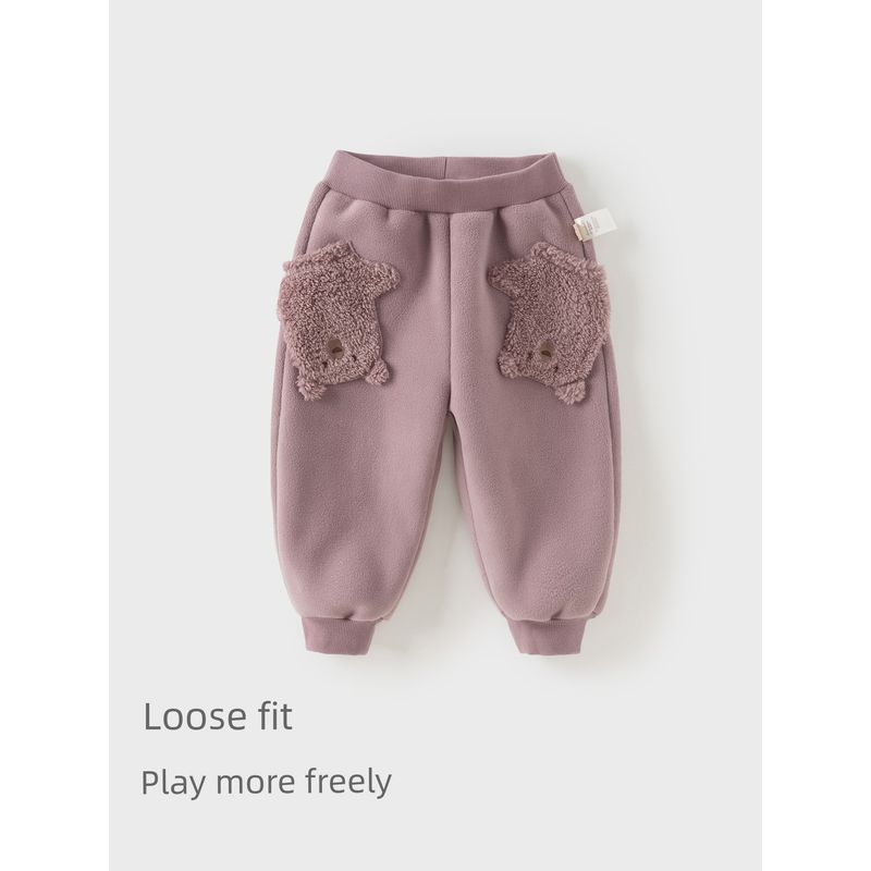 David Bella Children's Pants 2026 New Boys' Anti-Static Jogger Pants Girls' Winter Fleece Pants