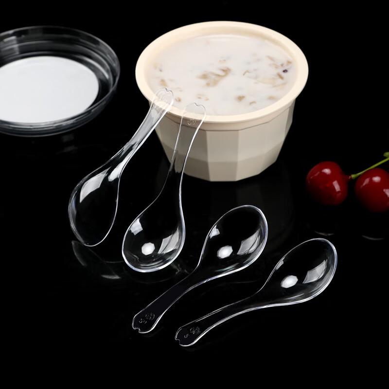 ZISIZ 9cm Disposable Transparent Plastic Dessert Spoons (600 Pcs)