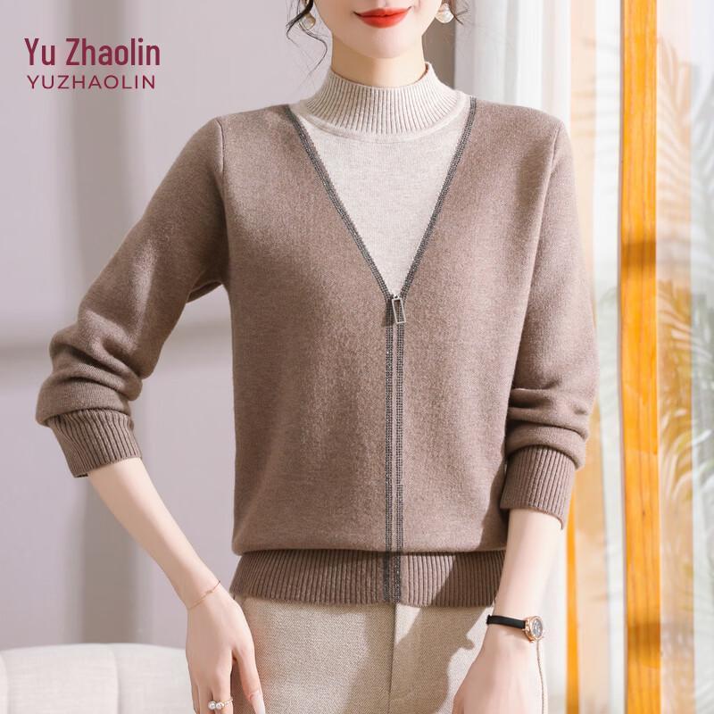 YUZHAOLIN Women's Thickened Mock-Layer Knit Sweater