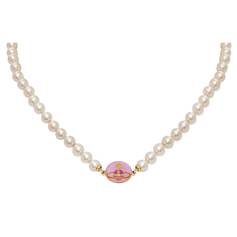 Vivienne Westwood Colorful pattern medal brass necklace women s white 6303002002R524R524 белый