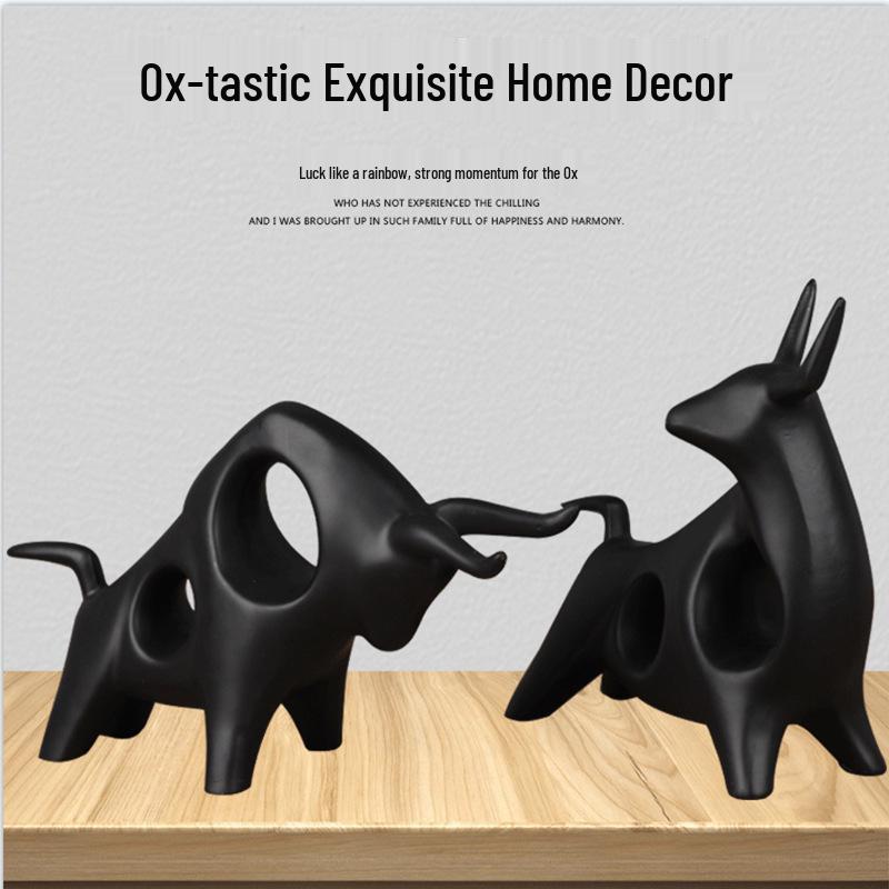 Light Luxury Abstract Cow Figurine: Wealth-Attracting Decor for Living Room, Wine Cabinet, or Office – Elegant Opening Gift