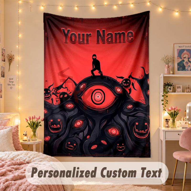 Custom Personalized Tapestry,Doors Print Custom Name Text Wall Art Hanging for Bedroom
