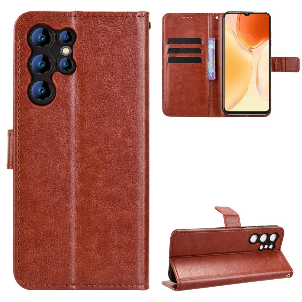 For Oukitel C61 Pro/Oukitel C61 PU Leather Case with Strap Crazy Horse Texture Phone Wallet Cover