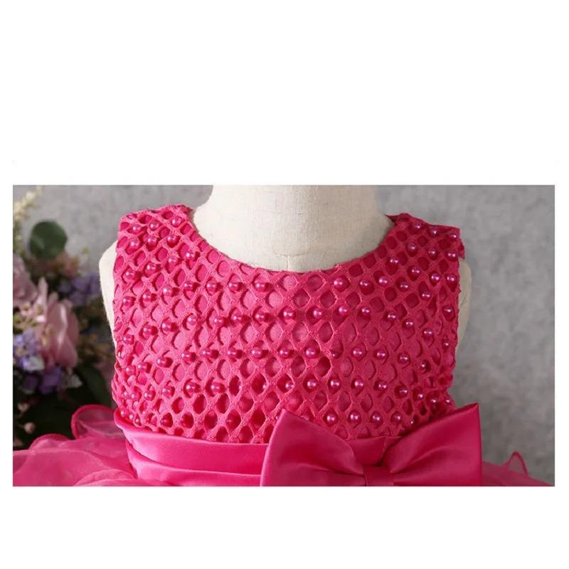 Baby Girl Princess Dress Pearl Infant Toddler Girl Vintage Vestido Party Birthday Ball Gown Baby Clothes