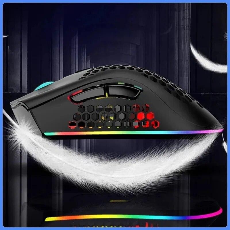 Rechargeable Gaming Mouse USB 2.4G Wireless RGB Light Honeycomb Gaming Mouse Desktop PC Computers Notebook Laptop Mice
