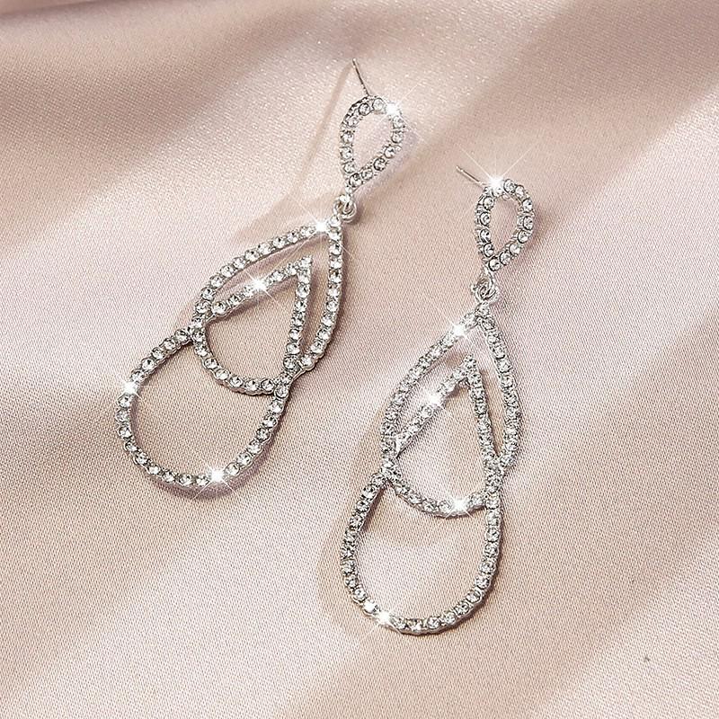 925 Silver Needle Korean Fashion Big Crystal Heart Earrings For Women Jewelry Trending New Luxury Women's Zircon Earrings