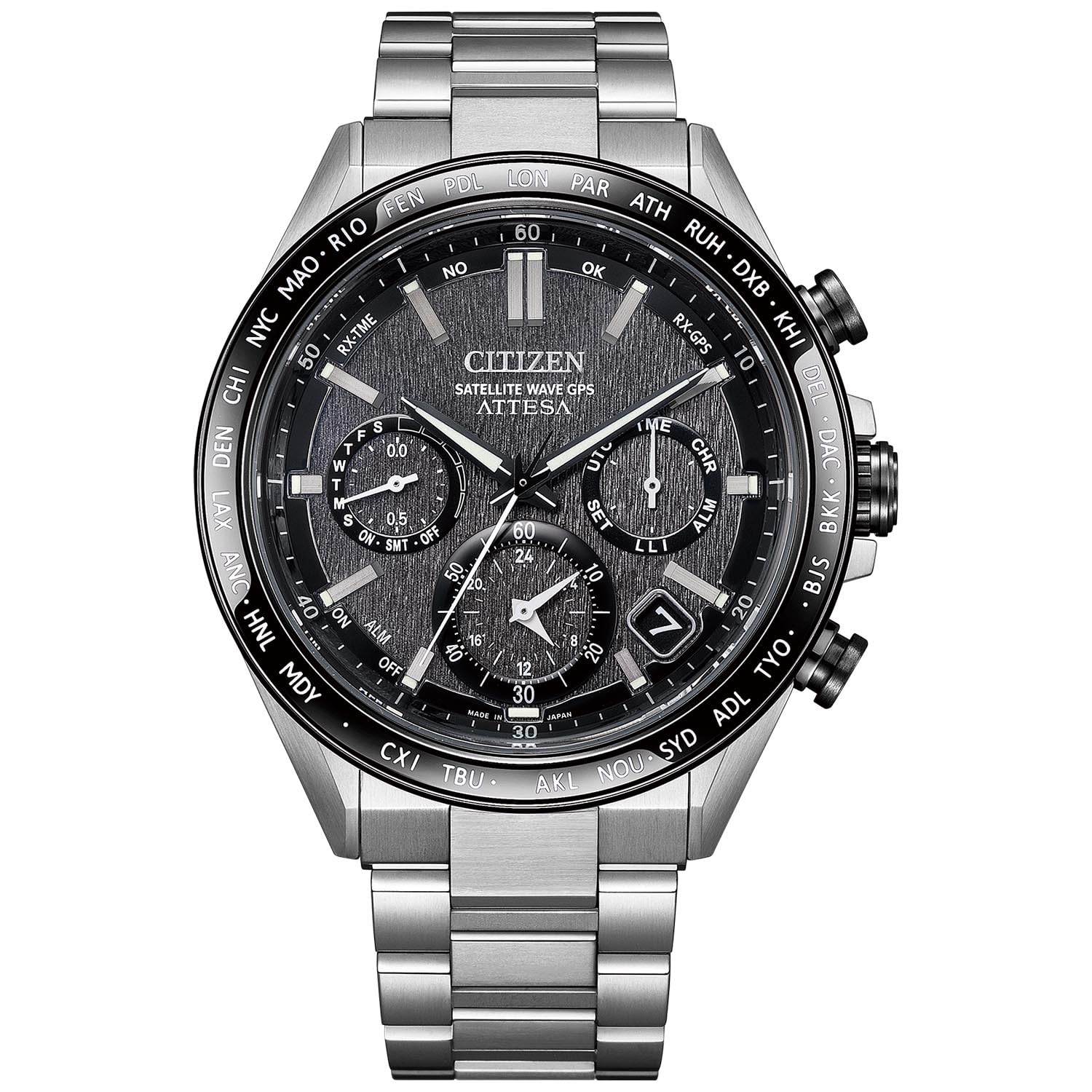 

Atessa Light Powered GPS Satellite Radio Watch Waterproof Black Silver [Citizen] Eco-Drive CC4058-67X для чоловіків