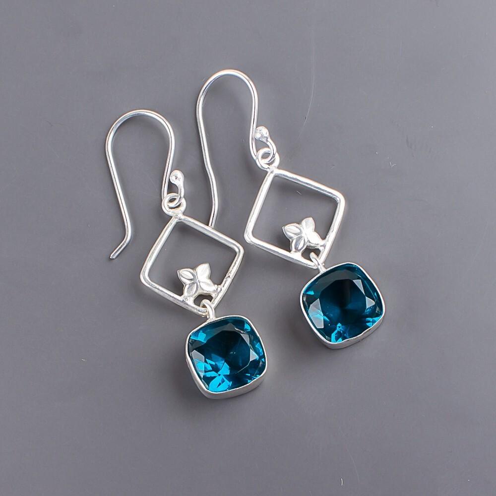 Apatite Gemstone 925 Sterling Silver Jewelry Handmade Fashionable Earrings 1.70" EE-10-12