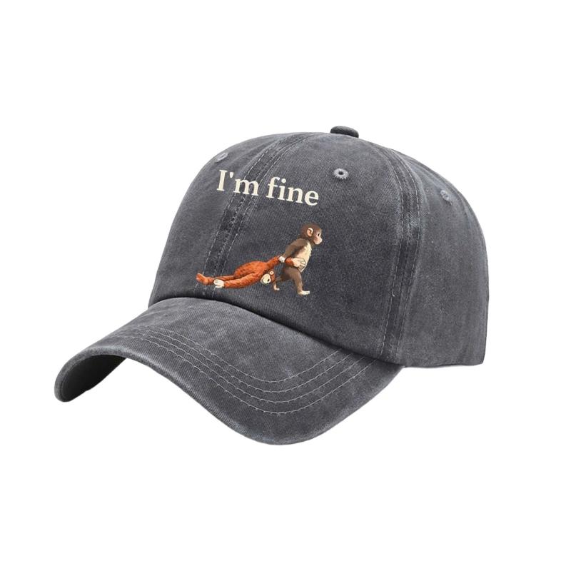 

Trendy Cotton Baseball Cap with Pattern Print Breathable And Comfortable Dad Hat For Adult Teens Daily Wear серый
