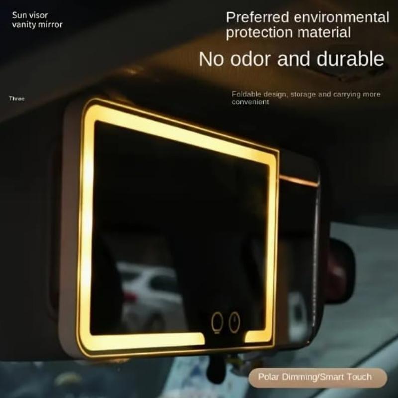 Specchietto Parasole per Auto con Ingrandimento 3X, Specchio per Trucco LED Ricaricabile per Parasole Auto, 3 Colori di Luce Dimmerabile, Controllo Tocco, Universale per