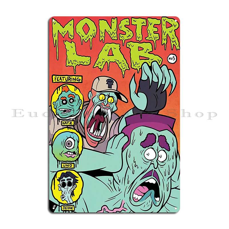 Monster Lab Fifth Episode Print Meatcanyon Metal Sign Classic Wall Cave Wall Mural Designing Bar Tin Sign Poster