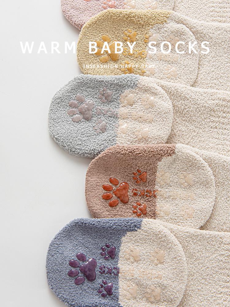 Newborn Baby Coral Fleece Velvet Warm Calf Socks for Spring, Autumn, Winter
