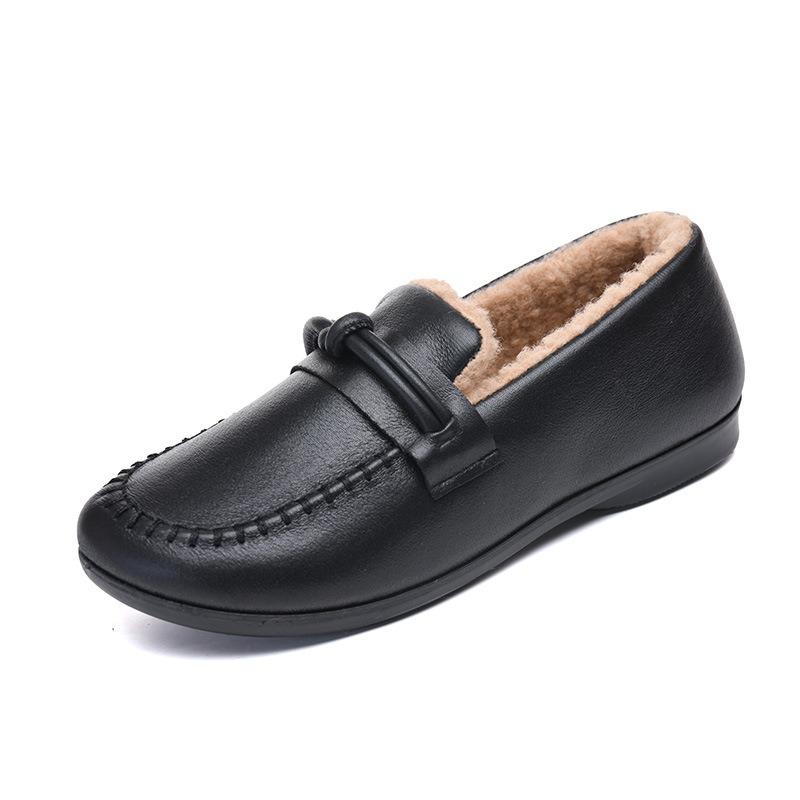 Winter new velvet thickened cotton shoes women's non-slip warm middle-aged and old pedal soft-soled mother shoes