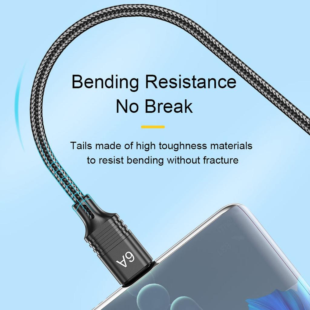 USB C Fast Charging Cable 6A PD 66W Data Sync Nylon Braided Cord USB C to Type C Adapter Fast Charging Cable