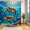 Meeresschildkröte Duschvorhang Unterwasser Meeresleben Kunst Tropische Dekoration Wasserdichtes Gewebe Duschvorhang Set Heimdekoration