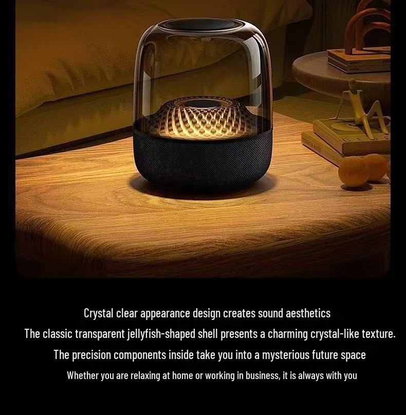 Large Black Gold Wireless Bluetooth Outdoor Smart Speaker with Subwoofer and Card Slot.