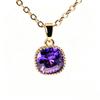 Geometric Copper Necklace with Inlaid Cubic Zirconia Square Pendant - Elegant Women's Jewelry.
