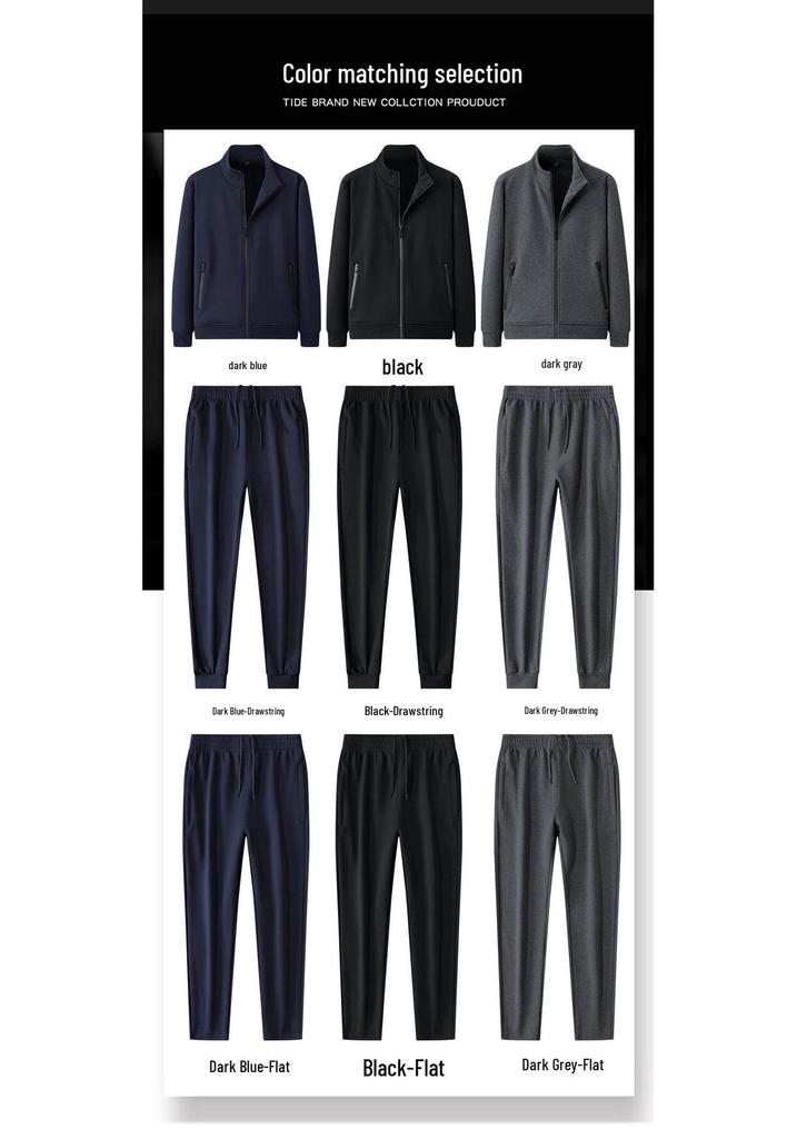 Men's Thickened Velvet Cotton Casual Suit: Middle-aged Father's Two-piece Sports Jacket and Pants Set