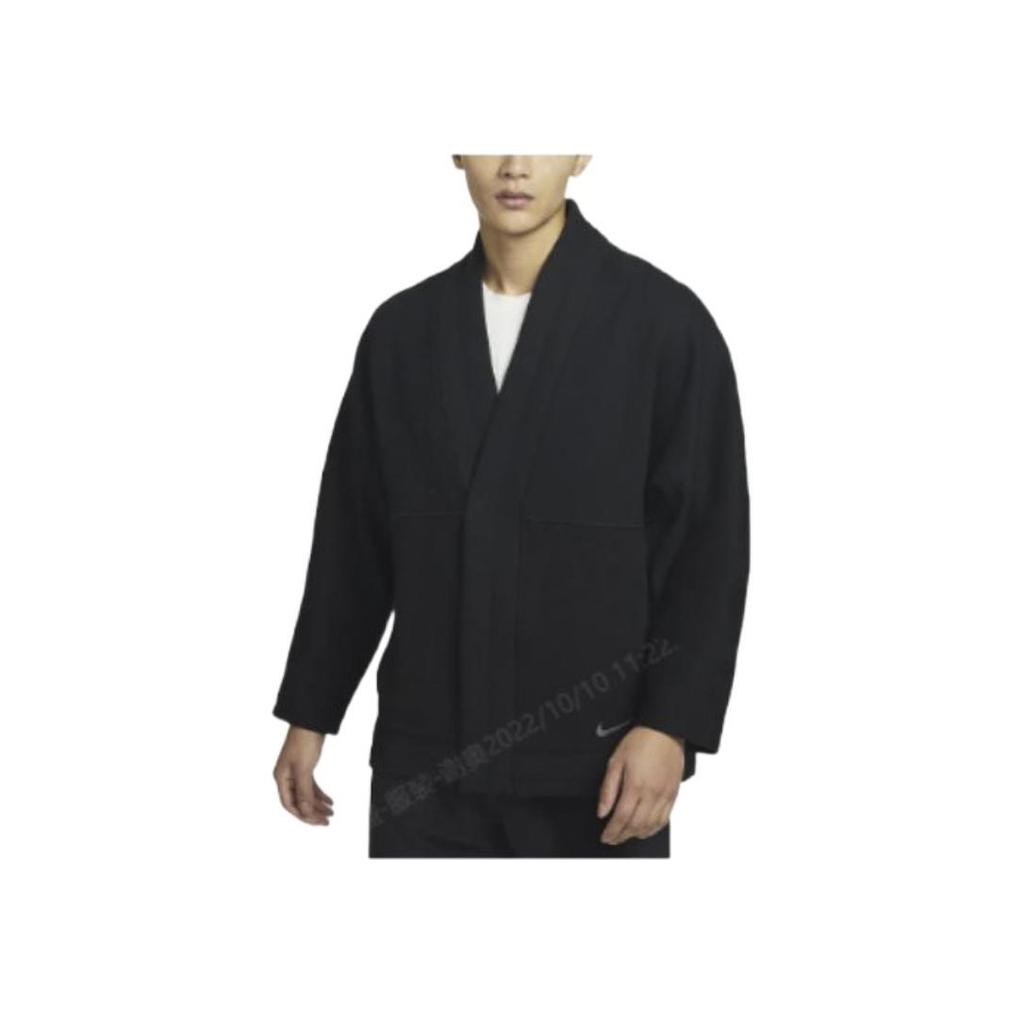 Nike Solid V-Neck Button-Up Jacket With Embroidered Logo Men Outerwear Black DQ6694-010
