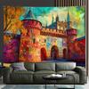 Castle Pattern of the Sunset Digital Printing Polyester Wall Hanging Tapestry Decorative Living Room Bedrooms Background Gift