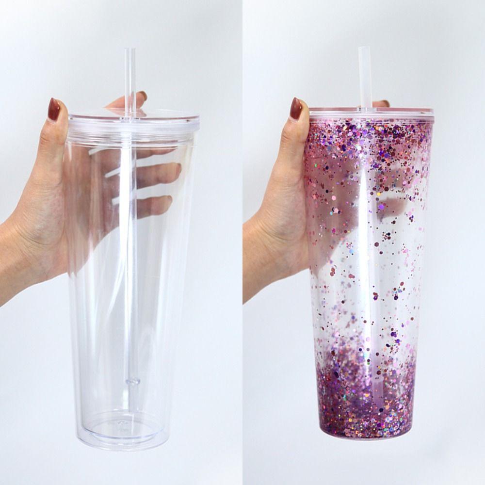 NEW DIY 24oz Capacity Snowglobe Tumbler Pre-Drilled Holes Transparent Snow Globe Cup DIY Mason Jar Cups Drinkware