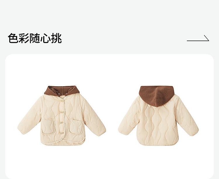 Detachable Hat Cotton Jacket for Infants, Girls, Winter Children, Plush, Versatile Fashion Coat Top