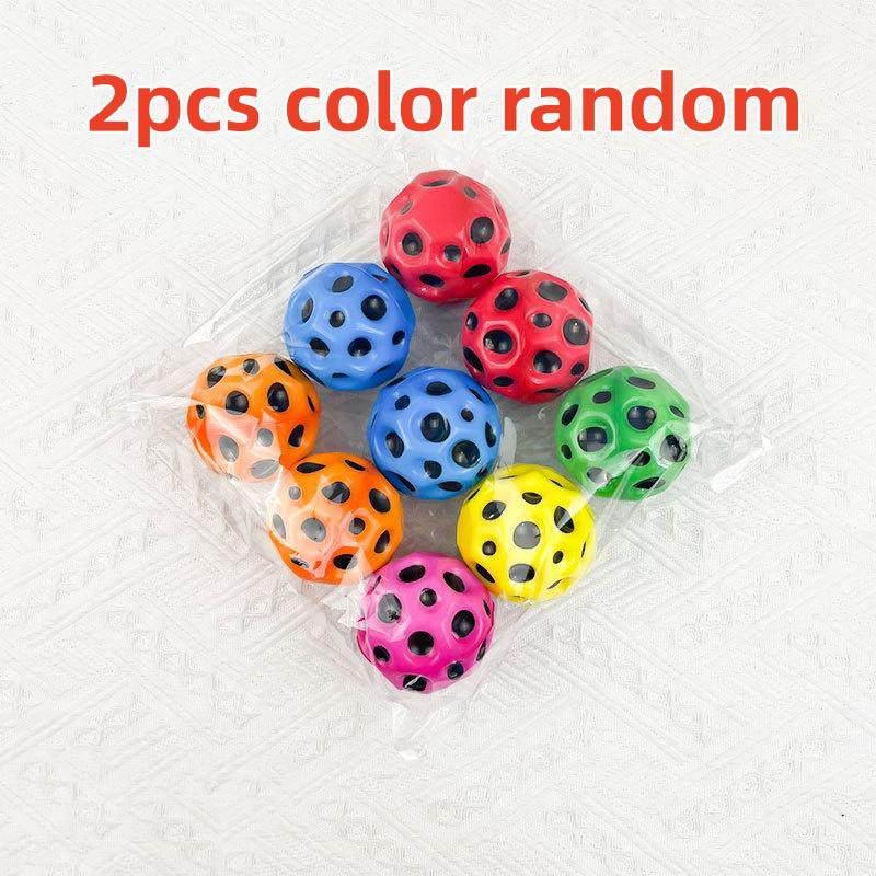 2pcs Outdoor Super Bounce Space Jump Ball Lunar Ball Hand Eye Coordination Stress Relief Hole Ball Sports Training Ball