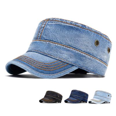 Flat Top Herren Damen Denim Sonnenschutz Sonnenhut Baseballkappe