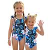 Costume da bagno intero per bambina Estate Stampa Hawaiana Costumi da bagno Bambini Moda Casual Manica a volant Abbigliamento da spiaggia Costume da bagno per bambini