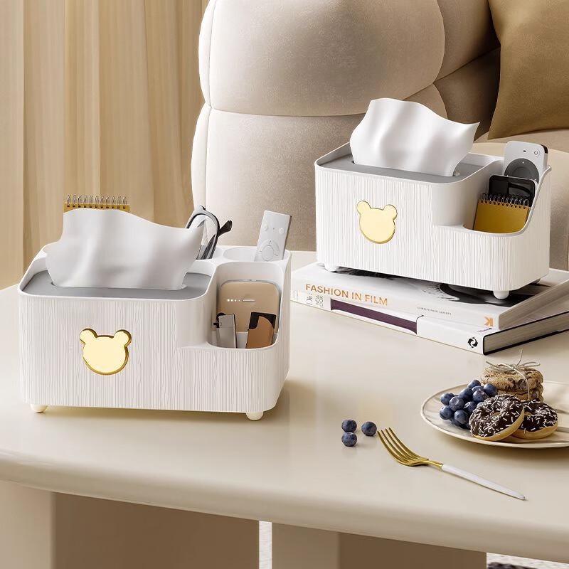YOUQIN Multifunctional Desktop Tissue Box with Organizer