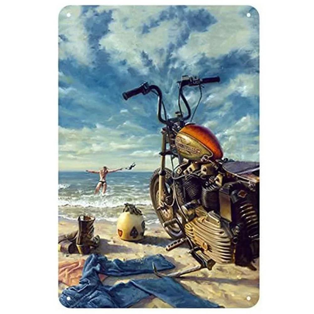 Letrero Metálico Vintage Indian Motorcycle Decoración Garaje Pub 20x30cm