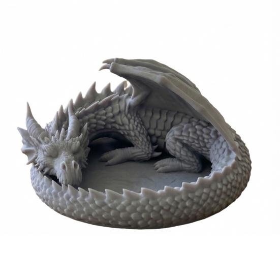 Yousheng 3D Printed Fantasy Dragon Jewelry Tray, Gothic Winged Dragon Desktop Organizer, Mythical Dragon Figurine Key Bowl for Bedside Nightstand, серый