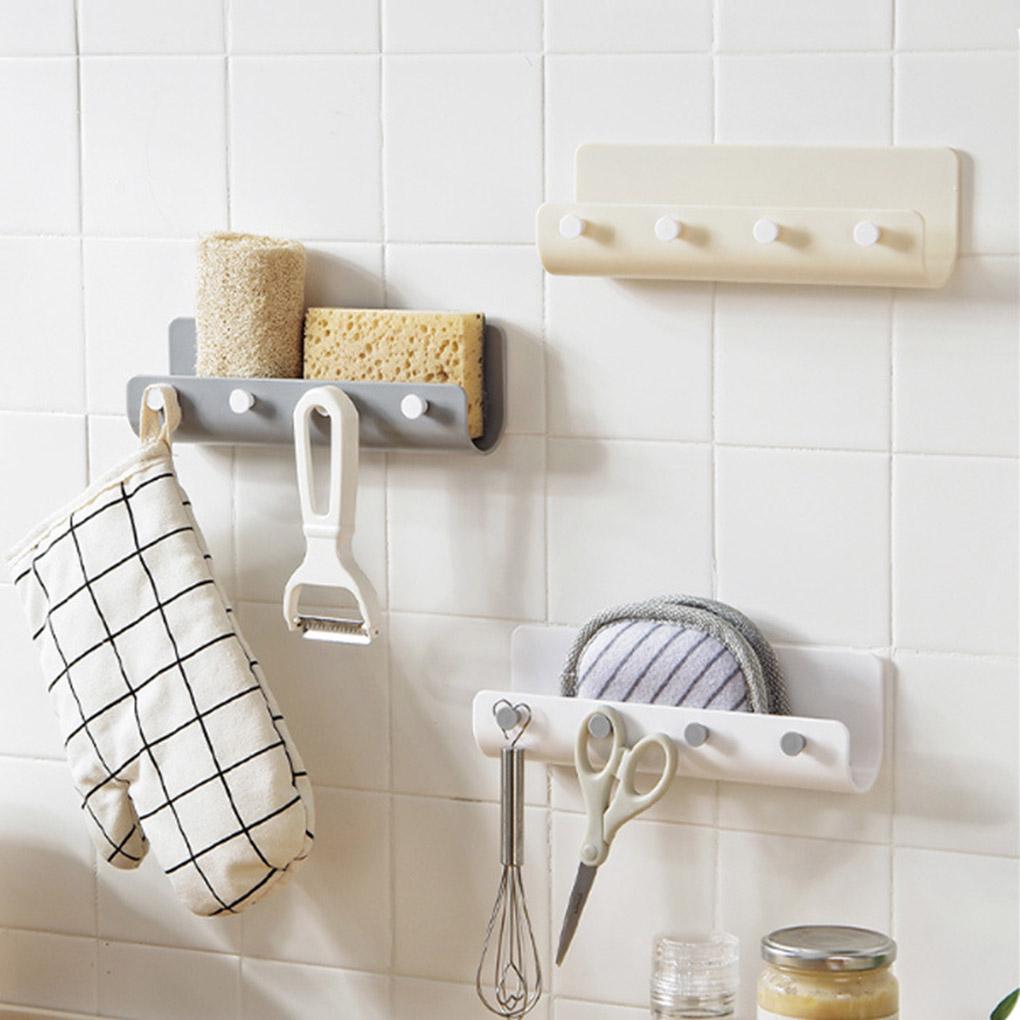 U-shaped Wall Hanging Hook Rack with 4 Hooks Bathroom Kitchen Hook Rack