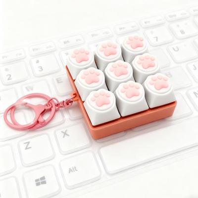Silent Keyboard Fidget Toy,Fidget Keyboard Stress Relief Cat's Paw Keyboard Fidget Clicker,ANTI-Anxiety Keyboard Keychains