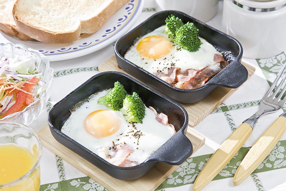 Ikenaga Iron Works Plate Oven Toaster 101468 Black Size: Approx. 16 x 11.5 x 3cm (H), Wooden Base: 15 x 12 x 1cm (H)
