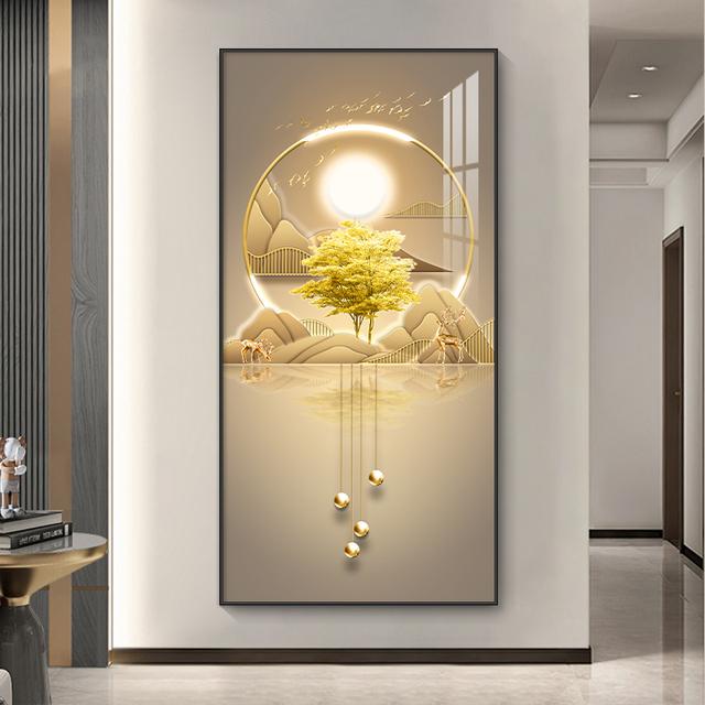 

Абстрактная роскошная золотая картина на холсте, богатое дерево, свет, настенное искусство, постеры с оленями и принты для гостиной, крыльца, декора коридора 40cm×80cm NoFrame