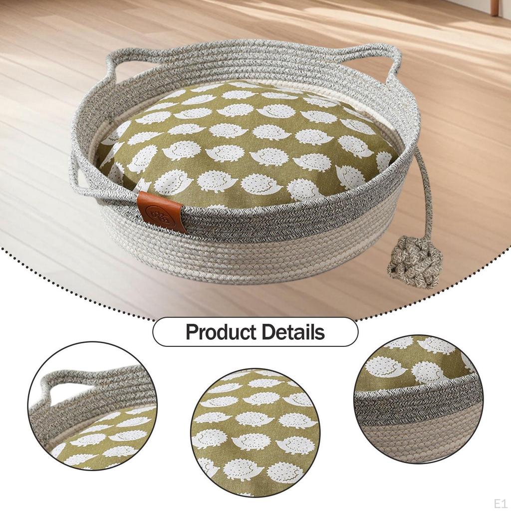Cat Bed Basket Puppy Sleeping Nest All Seasons with Soft Cushion Breathable Pet Supplies Kitten