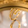Exquisite super flash zircon ring for girls, light luxury, high-end sense opening adjustable ring, simple real gold electroplating