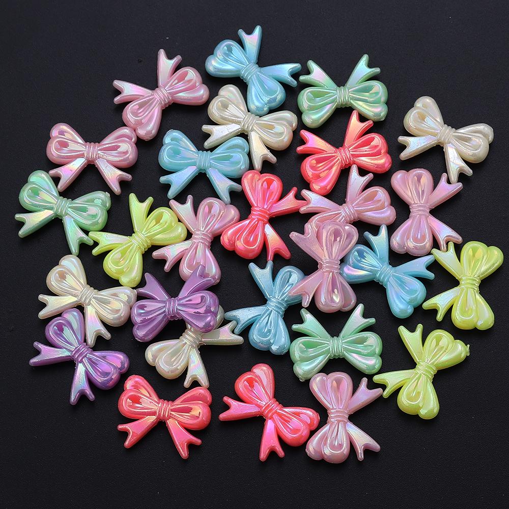 100/200pcs Acrylic Beads Plated Color Butterfly Bow Loose Beads For Jewelry Making DIY Bracelets Necklace Earrings Accessories