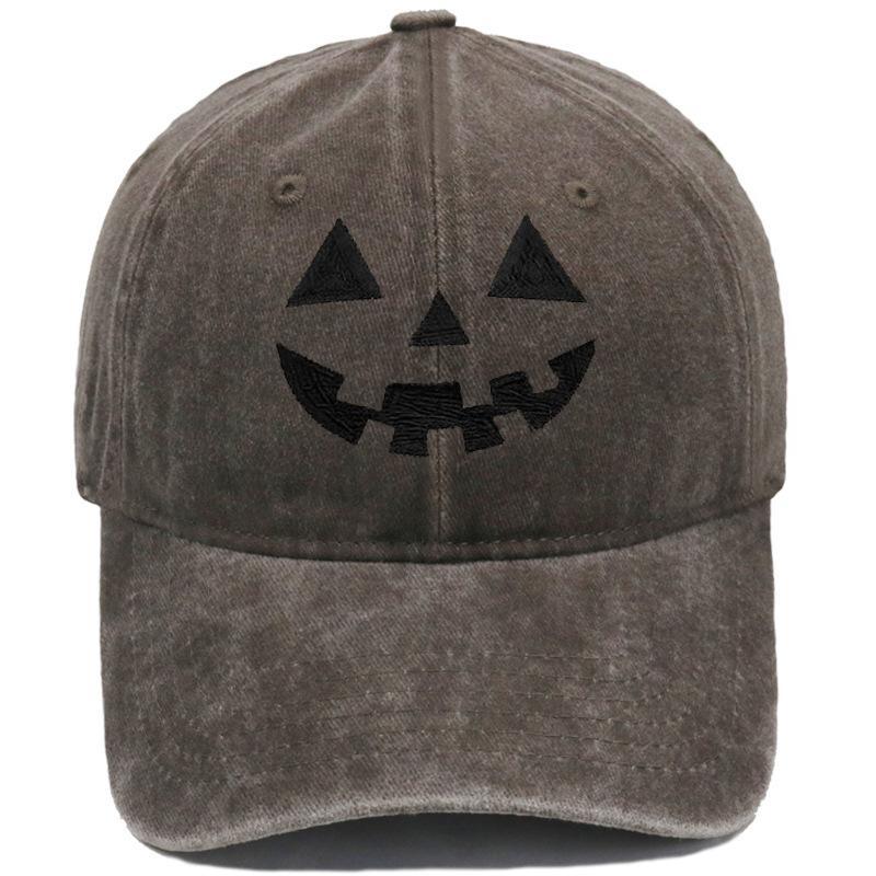 Halloween Kürbis Smiley Gesicht Stickerei Gewaschen Used Baseballkappe Personalisierte Lässige Mütze für Männer und Frauen