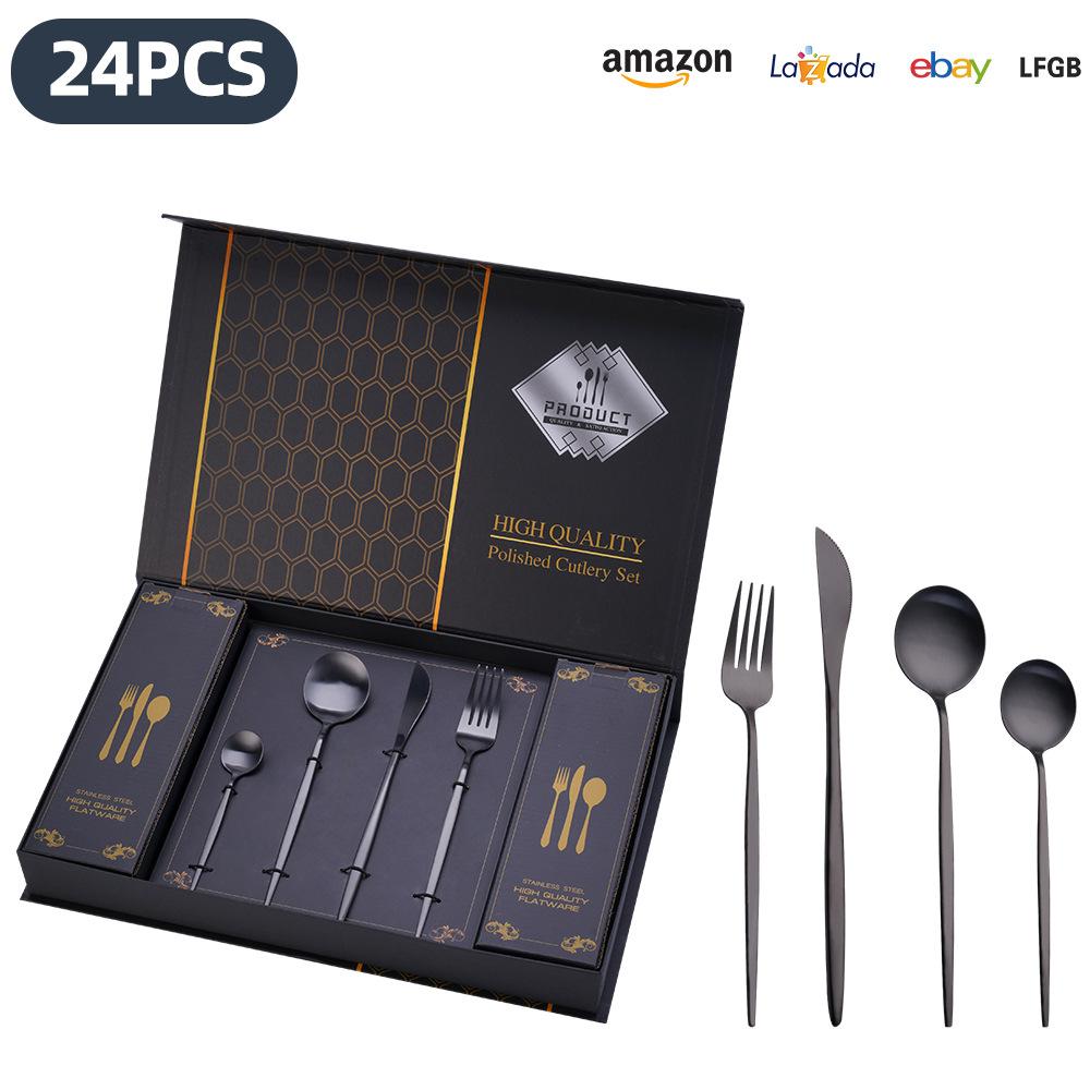 25 Years of New Stainless Steel Tableware Set, Tableware Portuguese Knives, Forks and Spoons 24-piece Gift Box Set