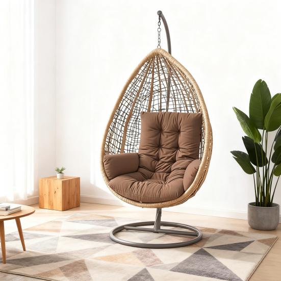 Waterproof Egg Chair Cushion Thicken Patio Hanging Basket Chair Cushion Egg Chair Cushion with Armrests for Indoor Outdoor Basket Swing