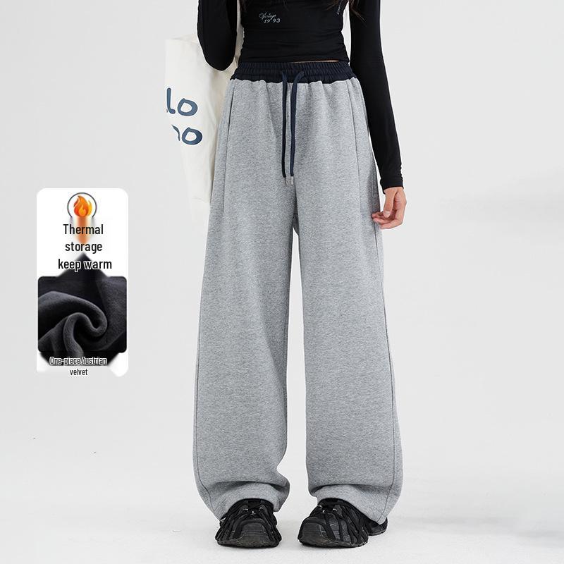 

Зимние флисовые брюки для девочек 2025 - Цельные свободные повседневные для учениц средней школы 155 cm серый