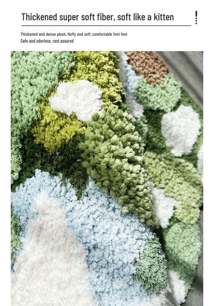 Green Moss 3D Soft Pile Bedroom Floor Mat